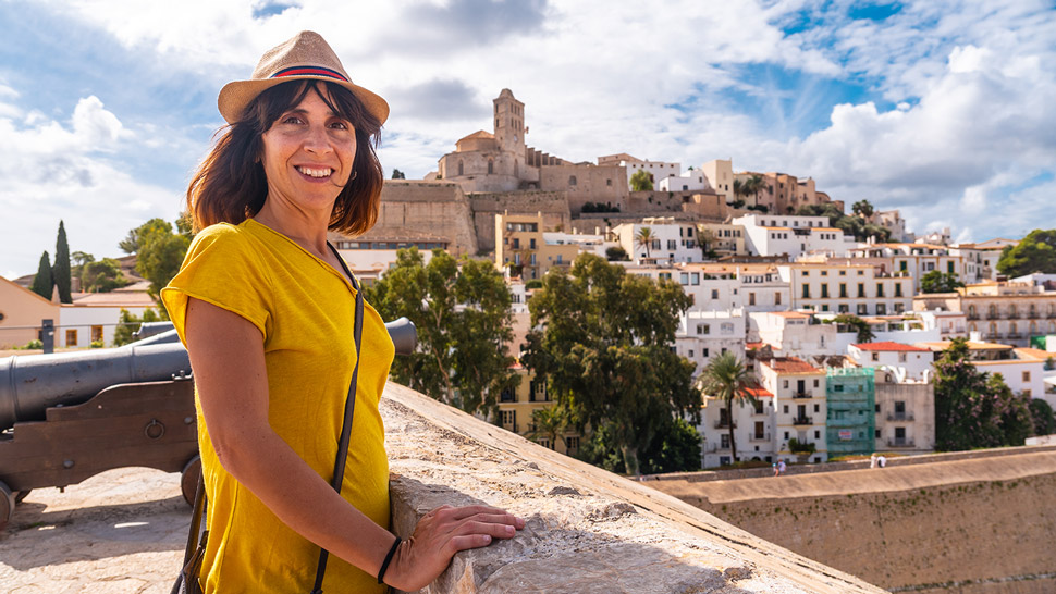 Tourist smiling while on vacation